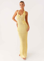 Novalee Flower Crochet Maxi Dress - Yellow