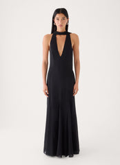 Off Script Scarf Maxi Dress - Black
