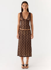 Options Lace Top - Chocolate