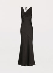 Be Mine Satin Maxi Dress - Black
