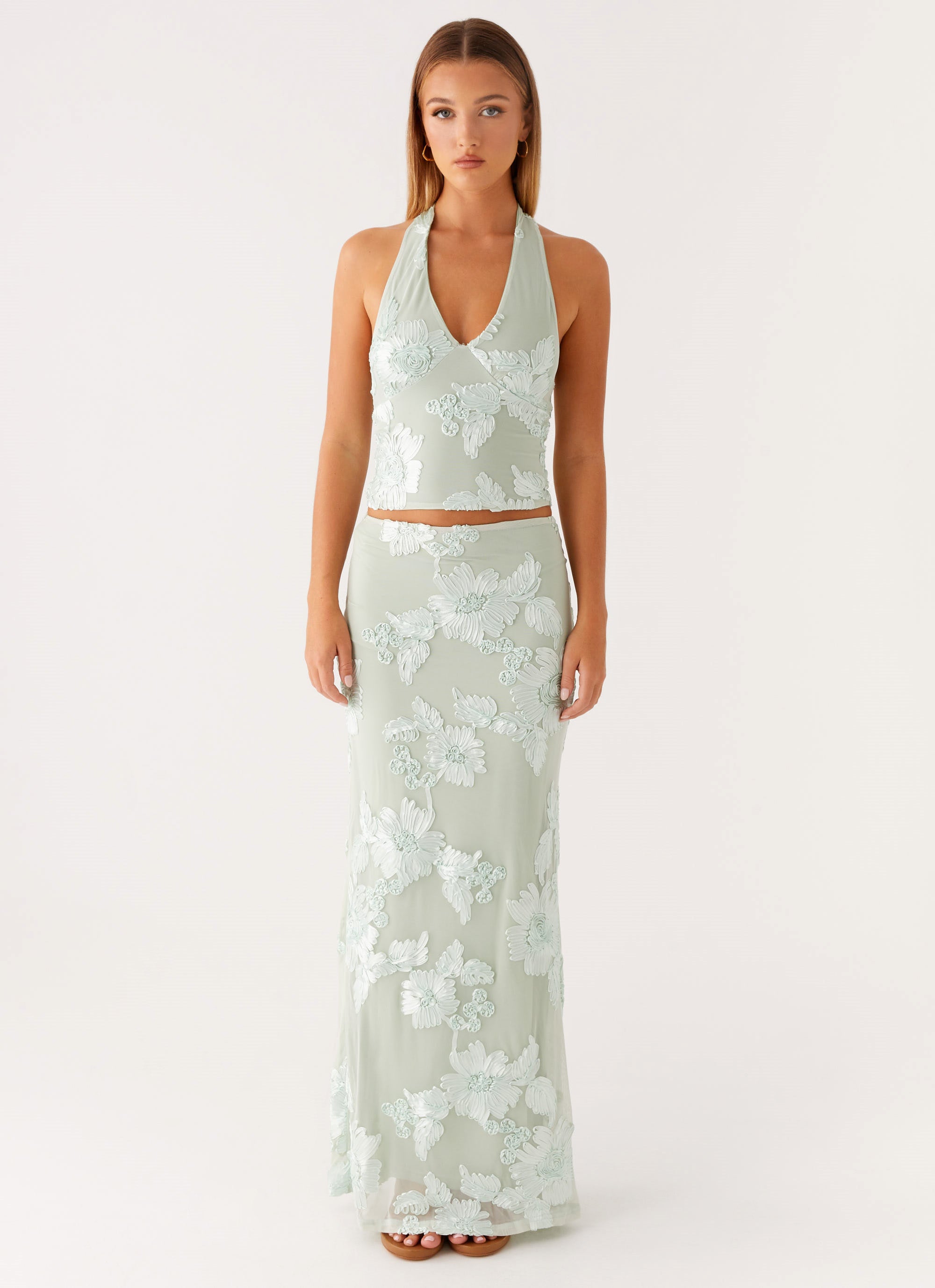 Radiate Halterneck Top - Sage
