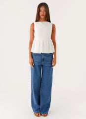 Sallie Linen Top - White