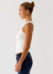 See Me Twice Ribbed Top - White