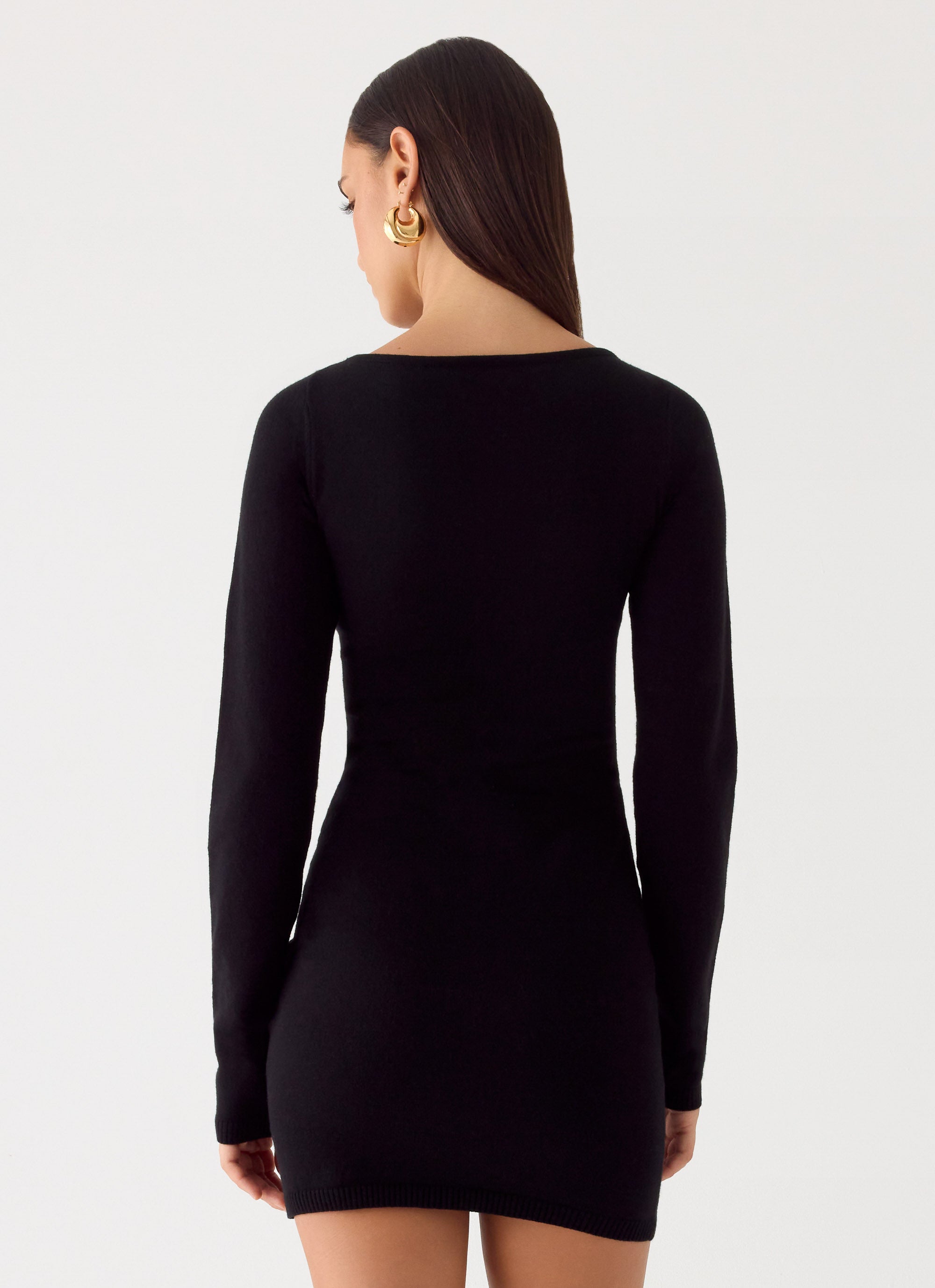 Soft Vision Knit Mini Dress - Black