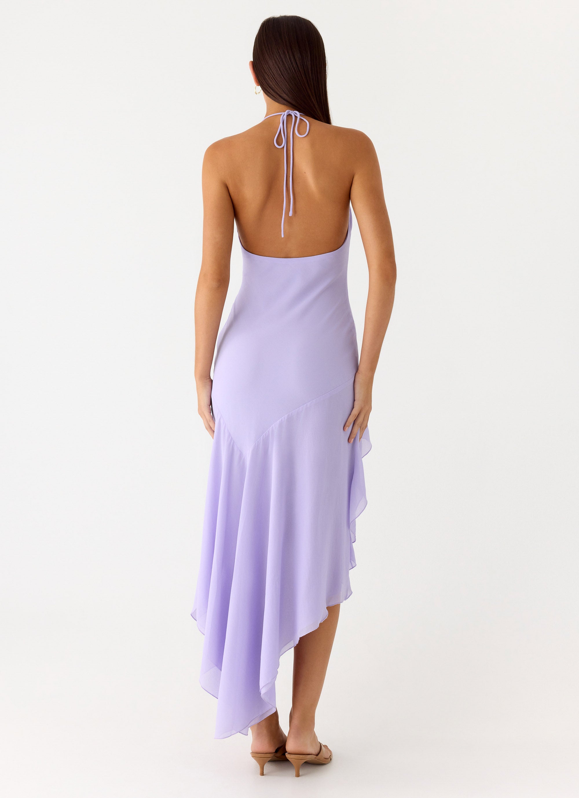 Sunmi Asymmetric Cowl Midi Dress - Lavender