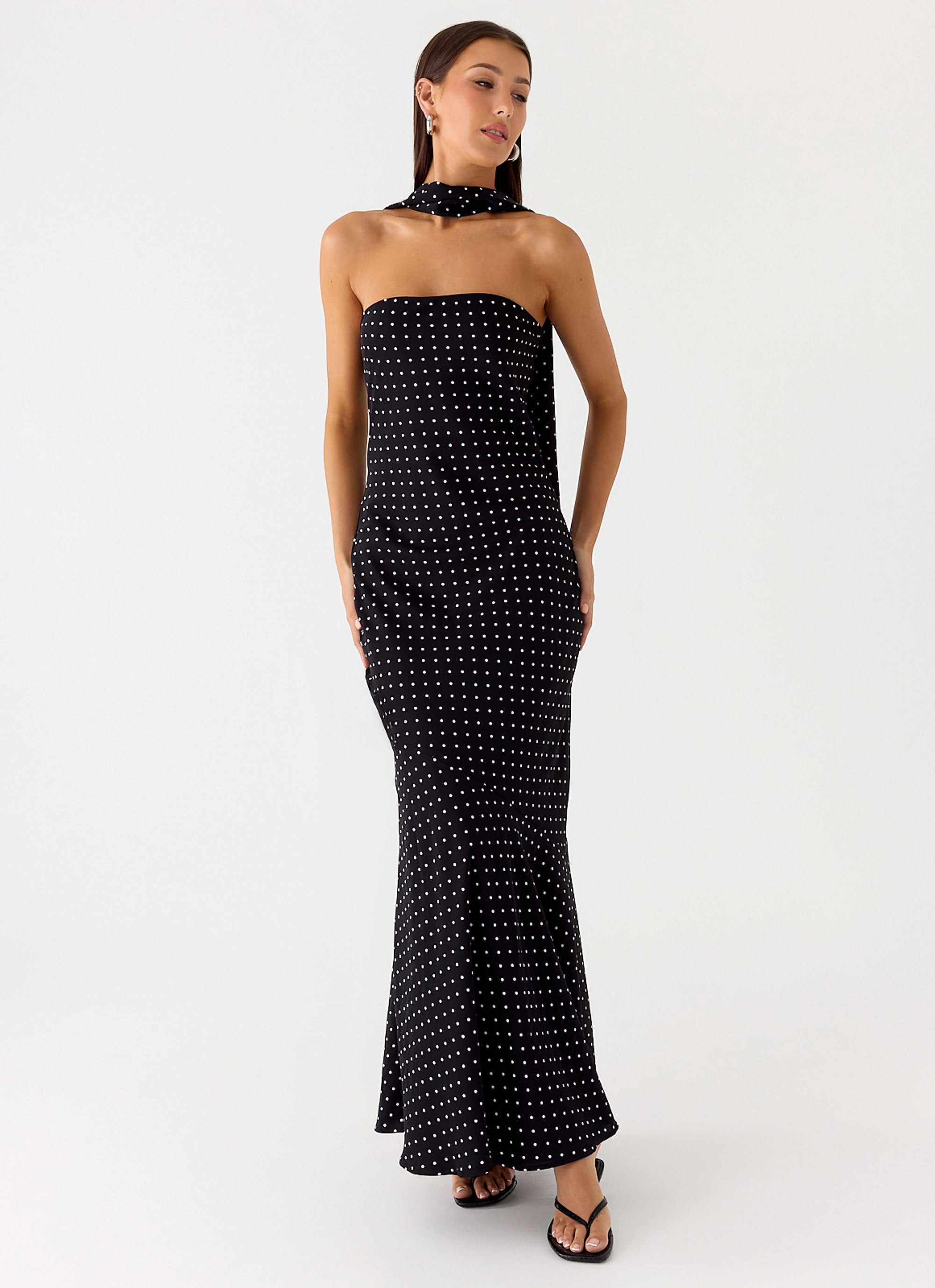 Under The Pagoda Maxi Dress - Black Polkadot
