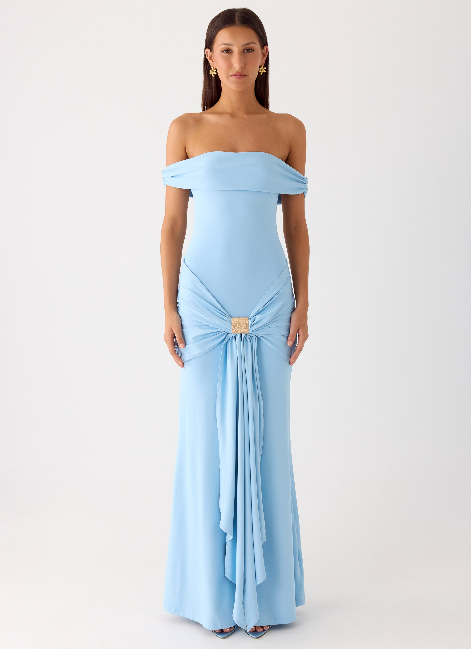 Vee Bardot Maxi Dress - Blue