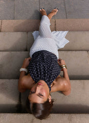 Willow Chiffon Top - Black Polkadot