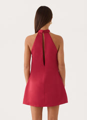 Zelia Halter Mini Dress - Pomegranate Red